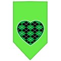 Unconditional Love Argyle Heart Green Screen Print Bandana Lime Green Large UN757674